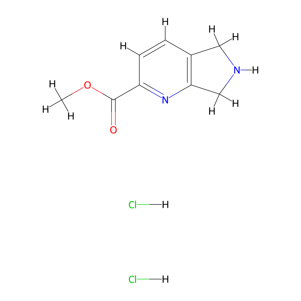 methyl 5H,6H,7H-pyrrolo[3,4-b]pyridine-2-carboxylate dihydrochloride molecular structure, CAS 2089277-85-8
