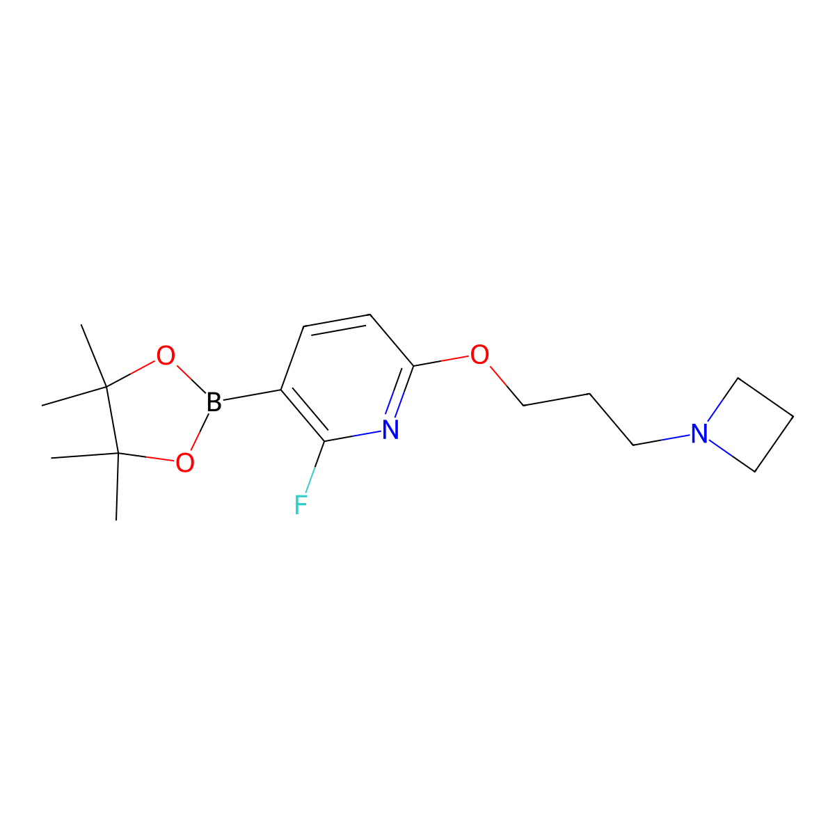 6-[3-(1-Azetidinyl)propoxy]-2-fluoro-3-(4,4,5,5-tetramethyl-1,3,2-dioxaborolan-2-yl)pyridine molecular structure, CAS 2089288-41-3