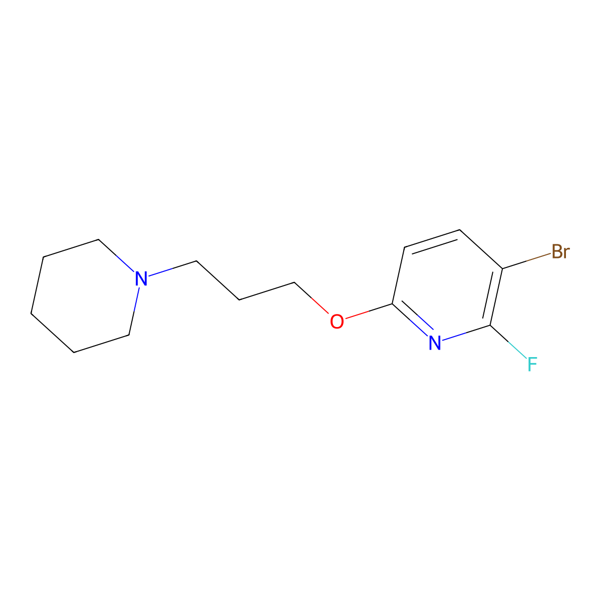 3-Bromo-2-fluoro-6-[3-(1-piperidinyl)propoxy]pyridine molecular structure, CAS 2089288-43-5