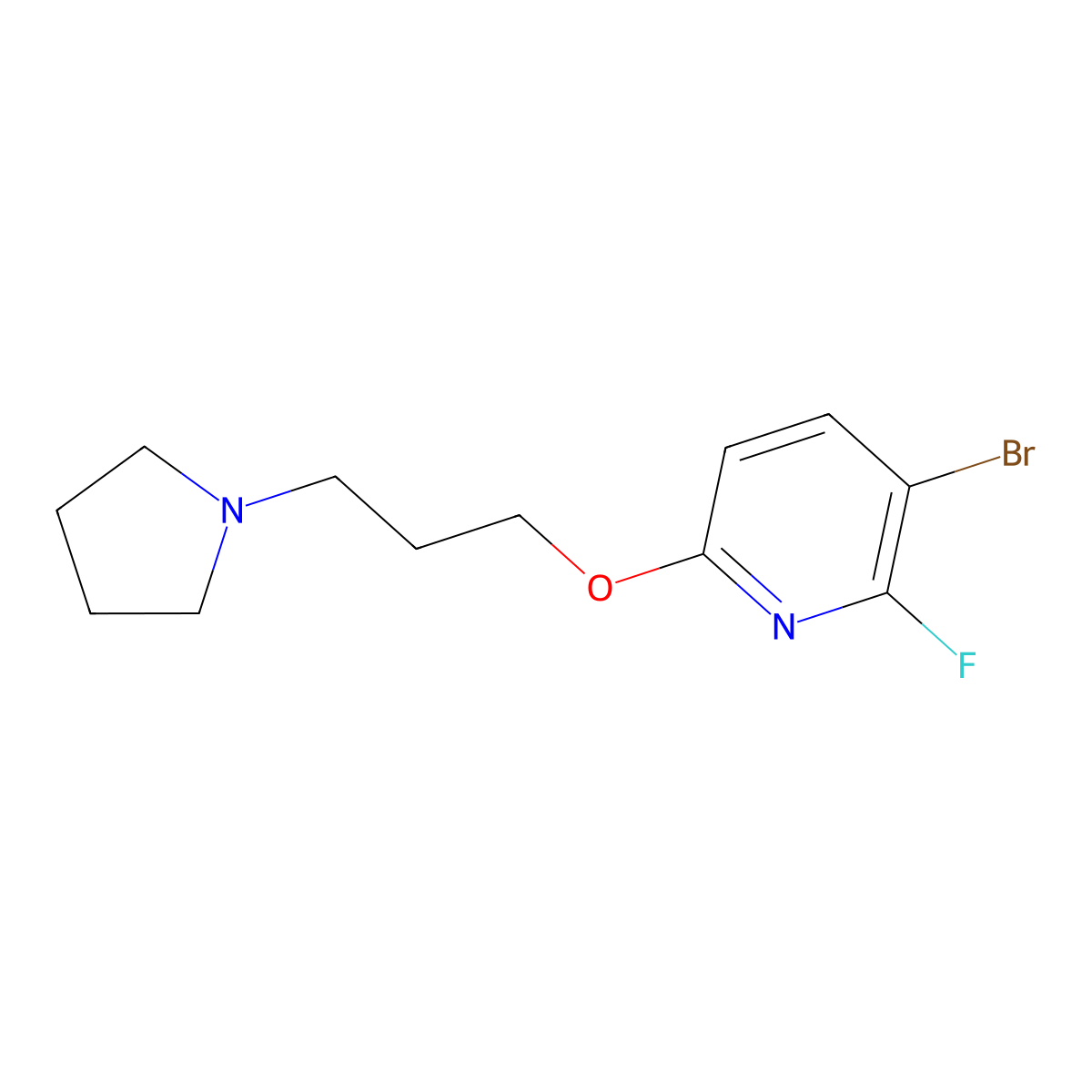 3-Bromo-2-fluoro-6-[3-(1-pyrrolidinyl)propoxy]pyridine molecular structure, CAS 2089288-47-9