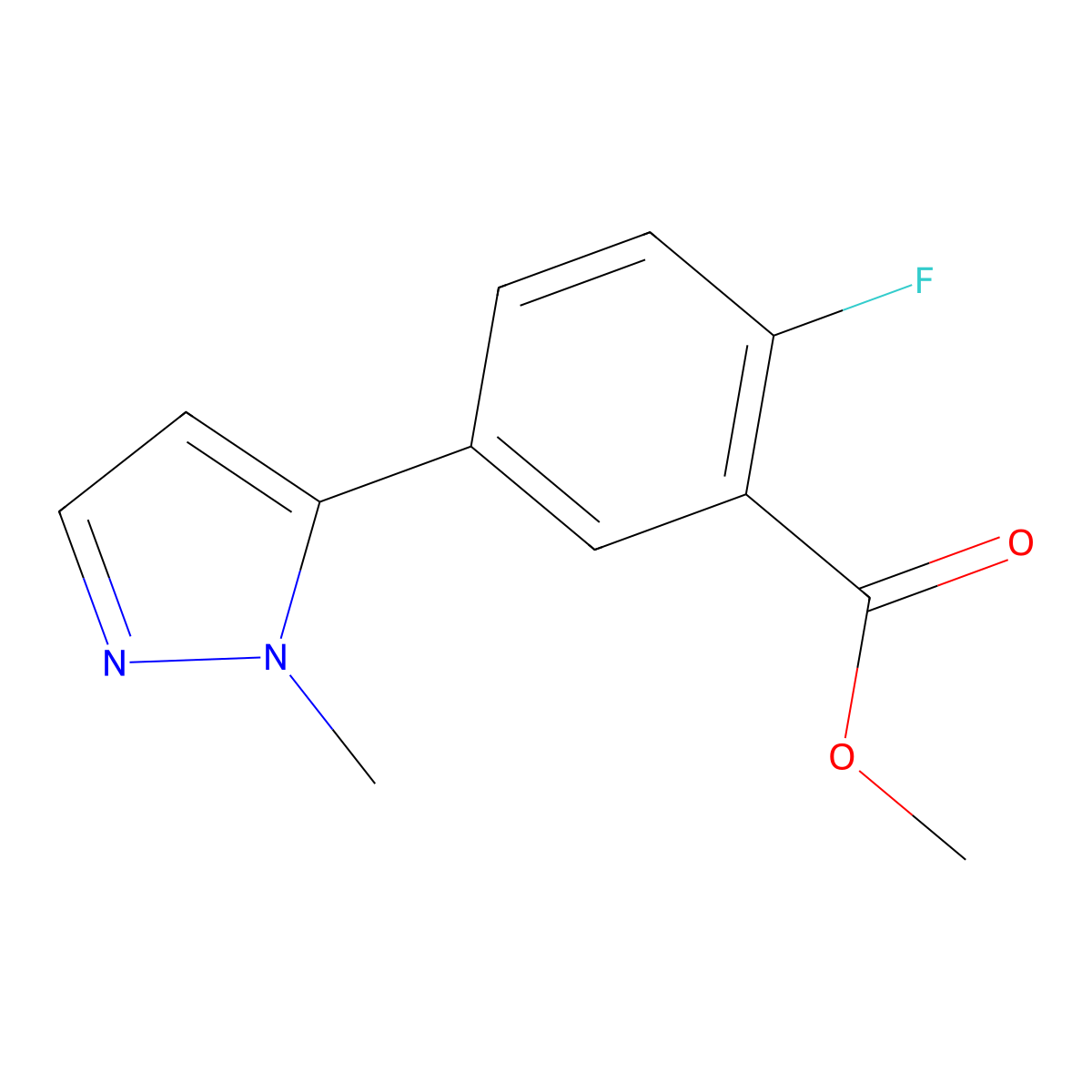 Methyl 2-Fluoro-5-(1-methyl-5-pyrazolyl)benzoate molecular structure, CAS 2089289-04-1