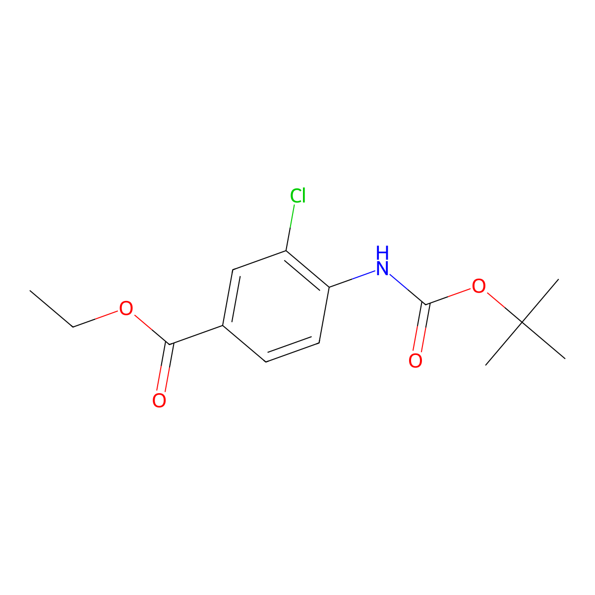 Ethyl 4-((tert-butoxycarbonyl)amino)-3-chlorobenzoate molecular structure, CAS 2089291-36-9