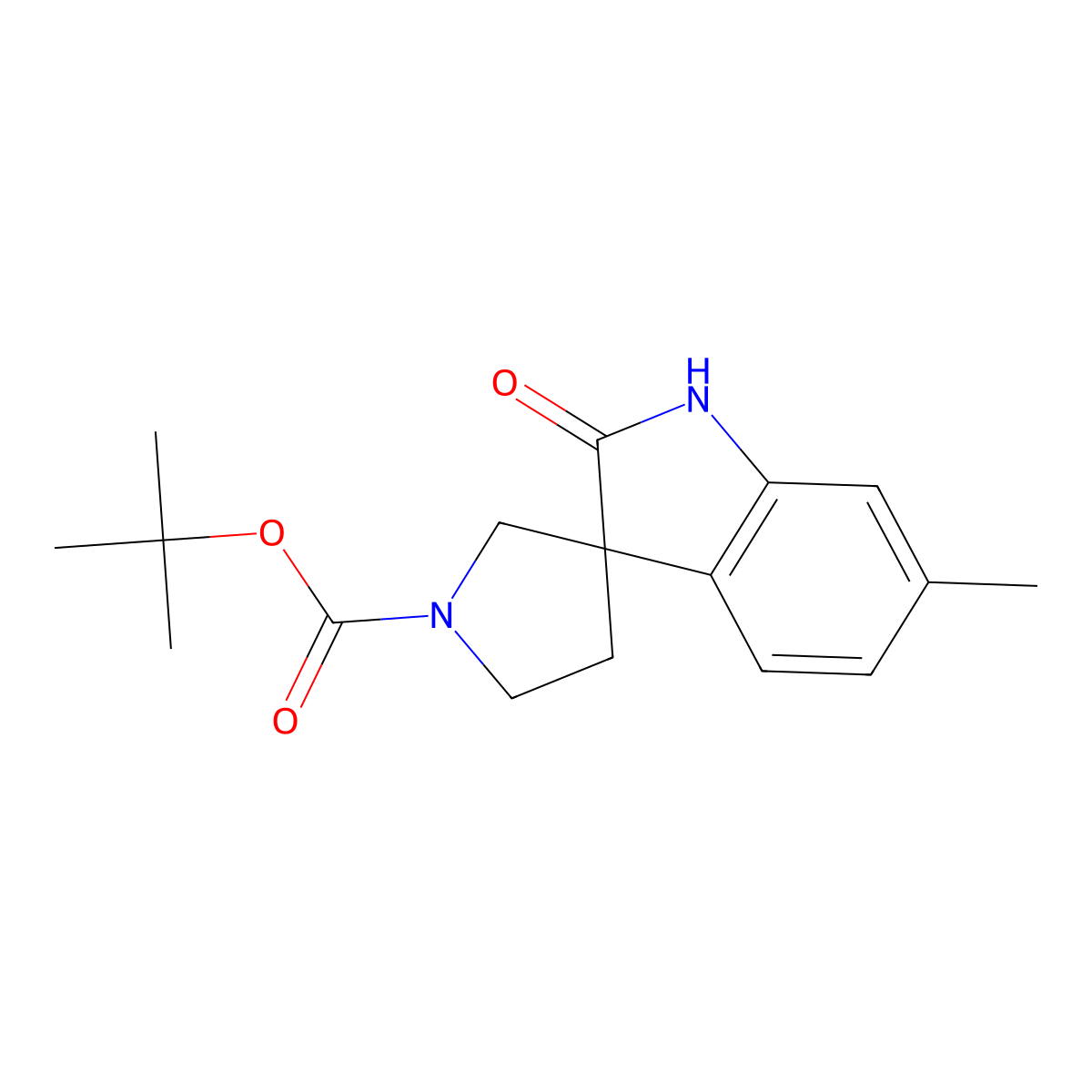 tert-Butyl 6-methyl-2-oxospiro[indoline-3,3'-pyrrolidine]-1'-carboxylate molecular structure, CAS 2089291-38-1
