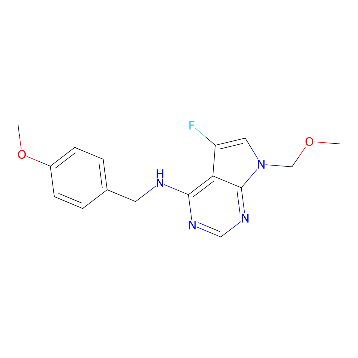 5-Fluoro-N-(4-methoxybenzyl)-7-(methoxymethyl)-7H-pyrrolo[2,3-d]pyrimidin-4-amine molecular structure, CAS 2089291-61-0