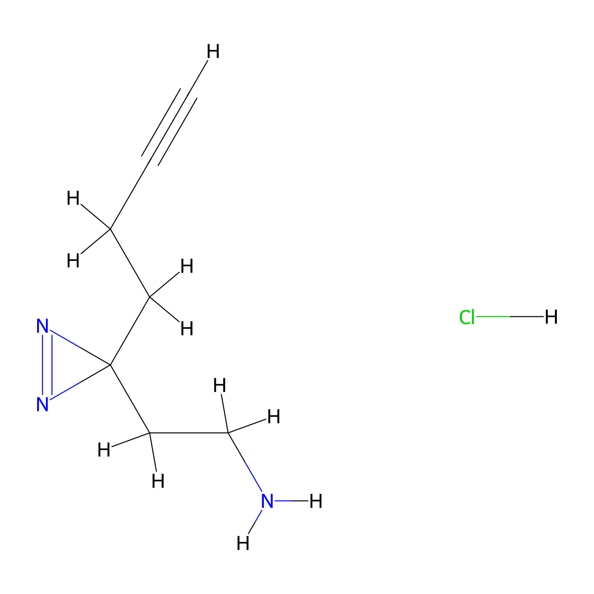 2-(3-(but-3-yn-1-yl)-3H-diazirin-3-yl)ethan-1-amine hydrochloride molecular structure, CAS 2089291-69-8