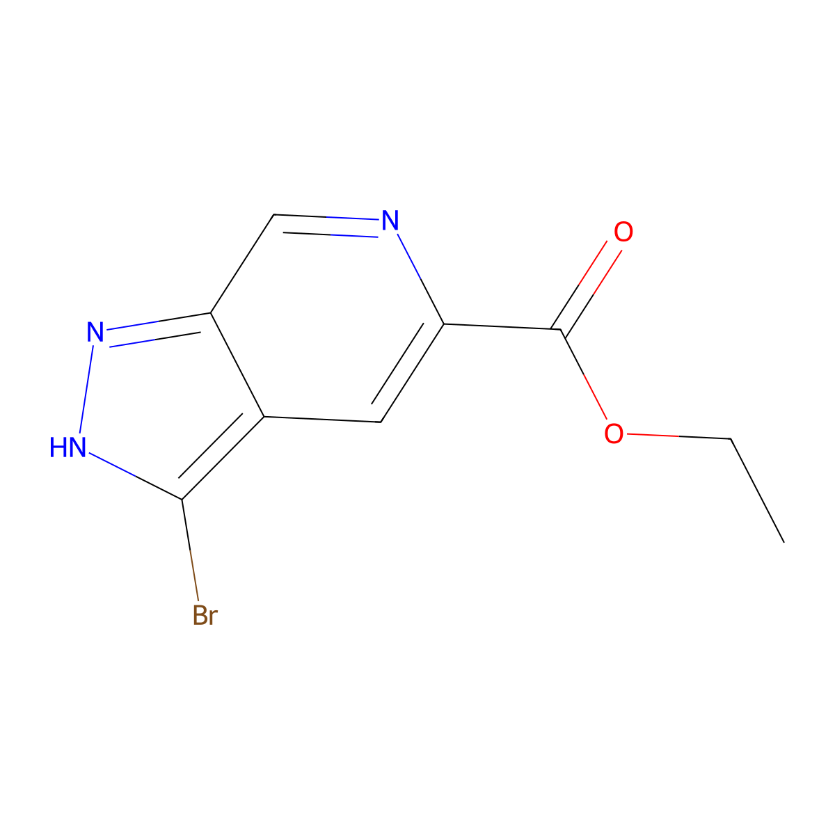 Ethyl 3-bromo-1H-pyrazolo[3,4-c]pyridine-5-carboxylate molecular structure, CAS 2089291-71-2