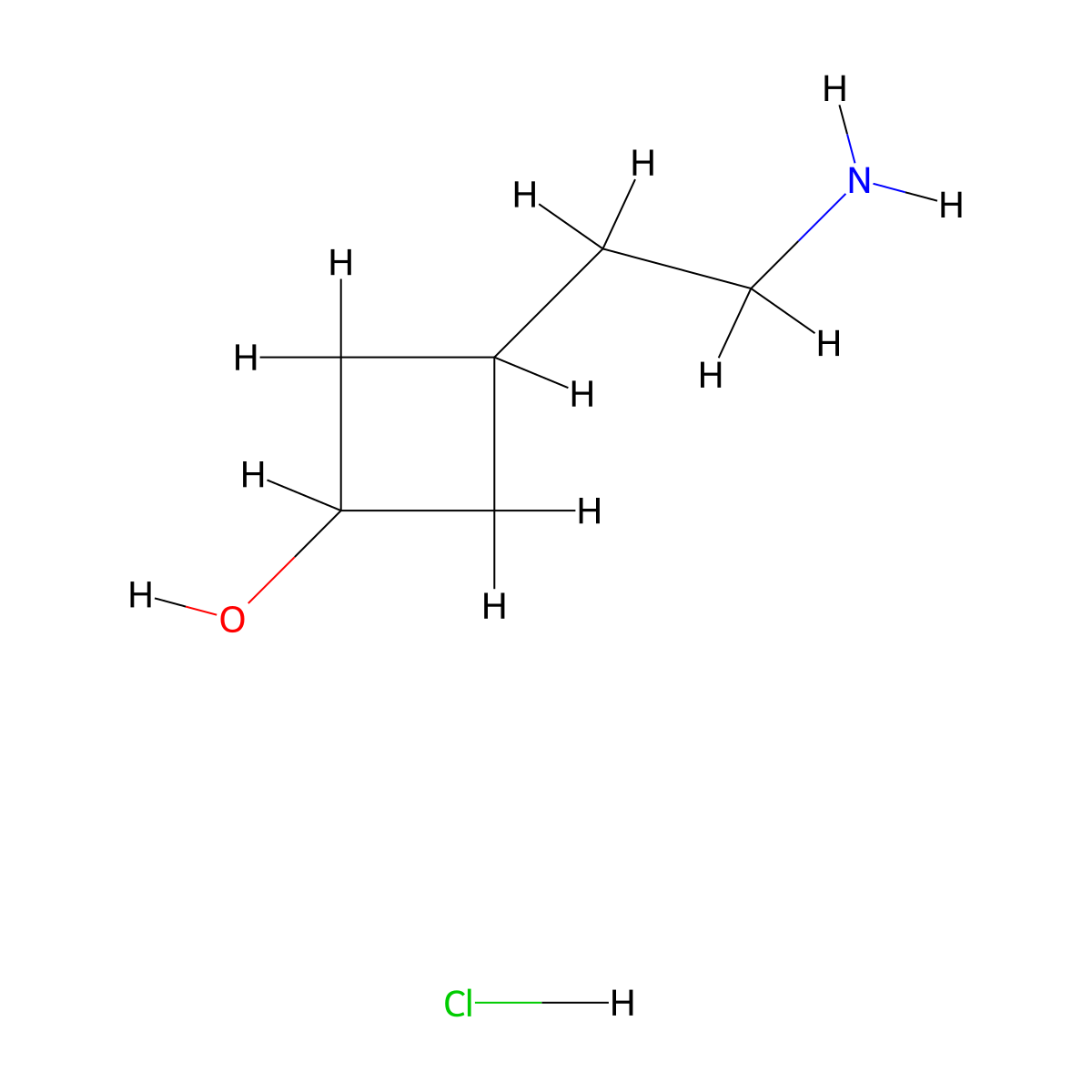 Rac-(1s,3r)-3-(2-aminoethyl)cyclobutan-1-ol hydrochloride molecular structure, CAS 2089291-74-5