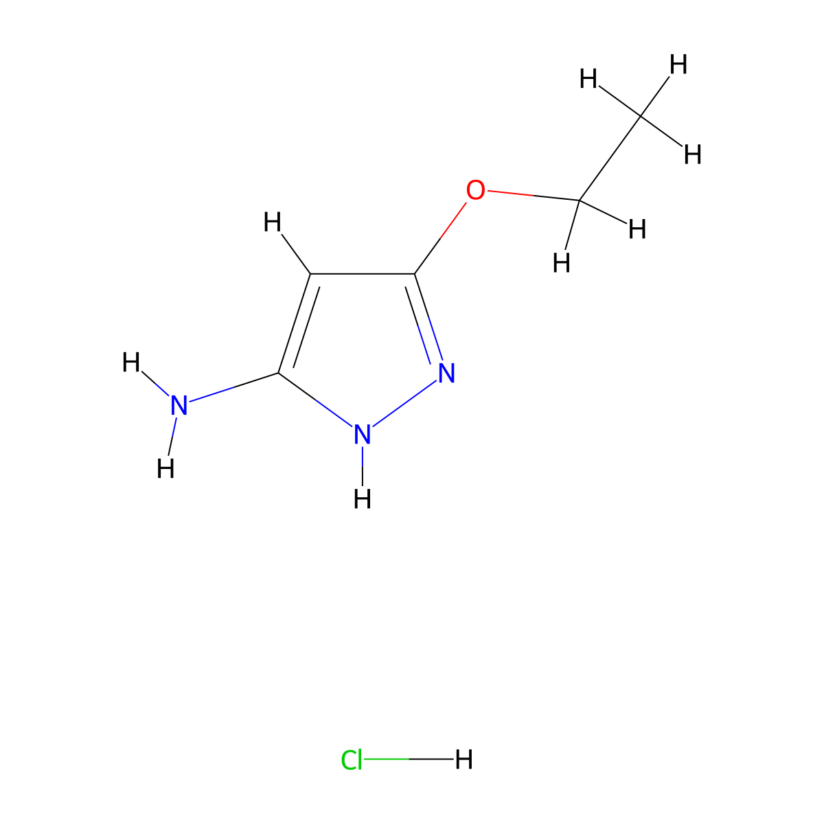 5-ethoxy-1H-pyrazol-3-amine hydrochloride molecular structure, CAS 2089292-14-6