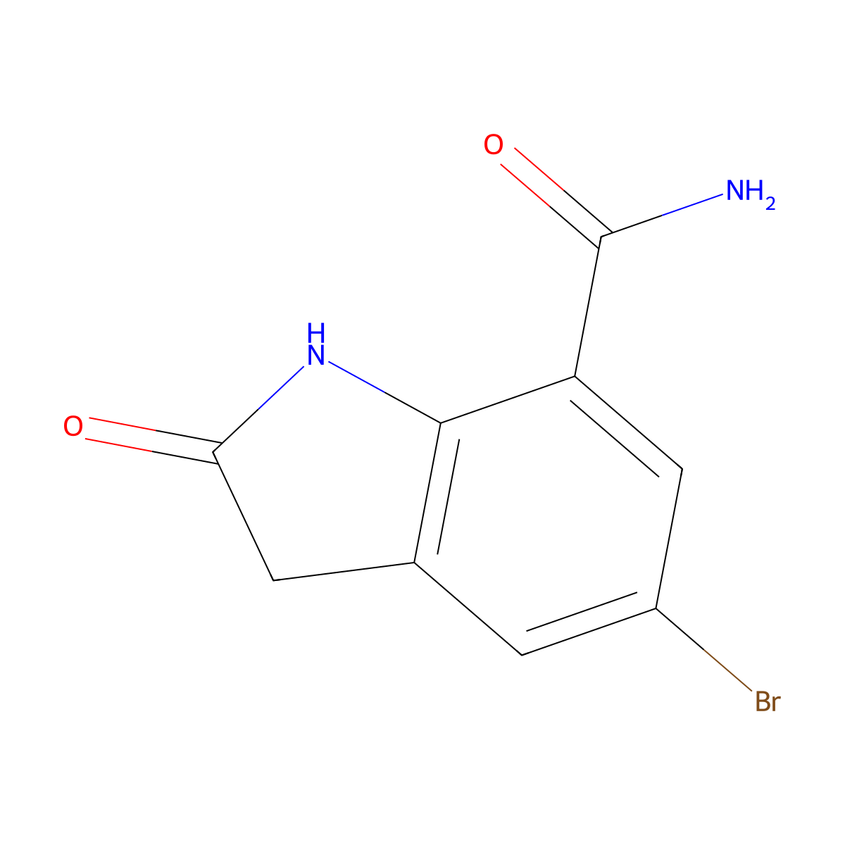 5-Bromo-2-oxoindoline-7-carboxamide molecular structure, CAS 2089292-42-0