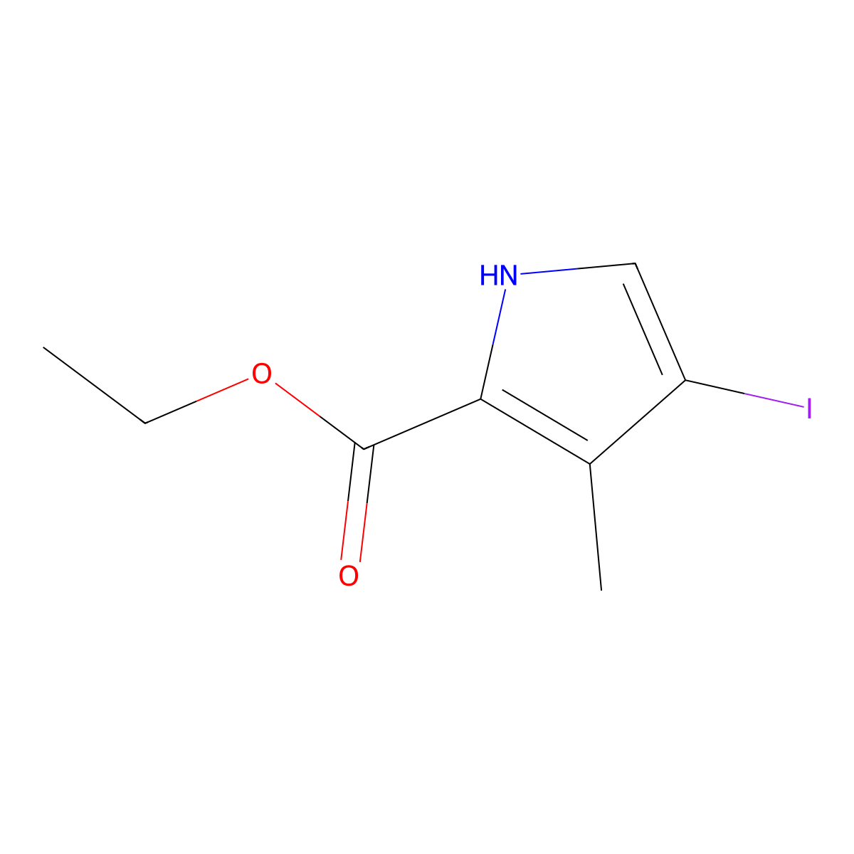 Ethyl 4-iodo-3-methyl-1H-pyrrole-2-carboxylate molecular structure, CAS 2089292-53-3
