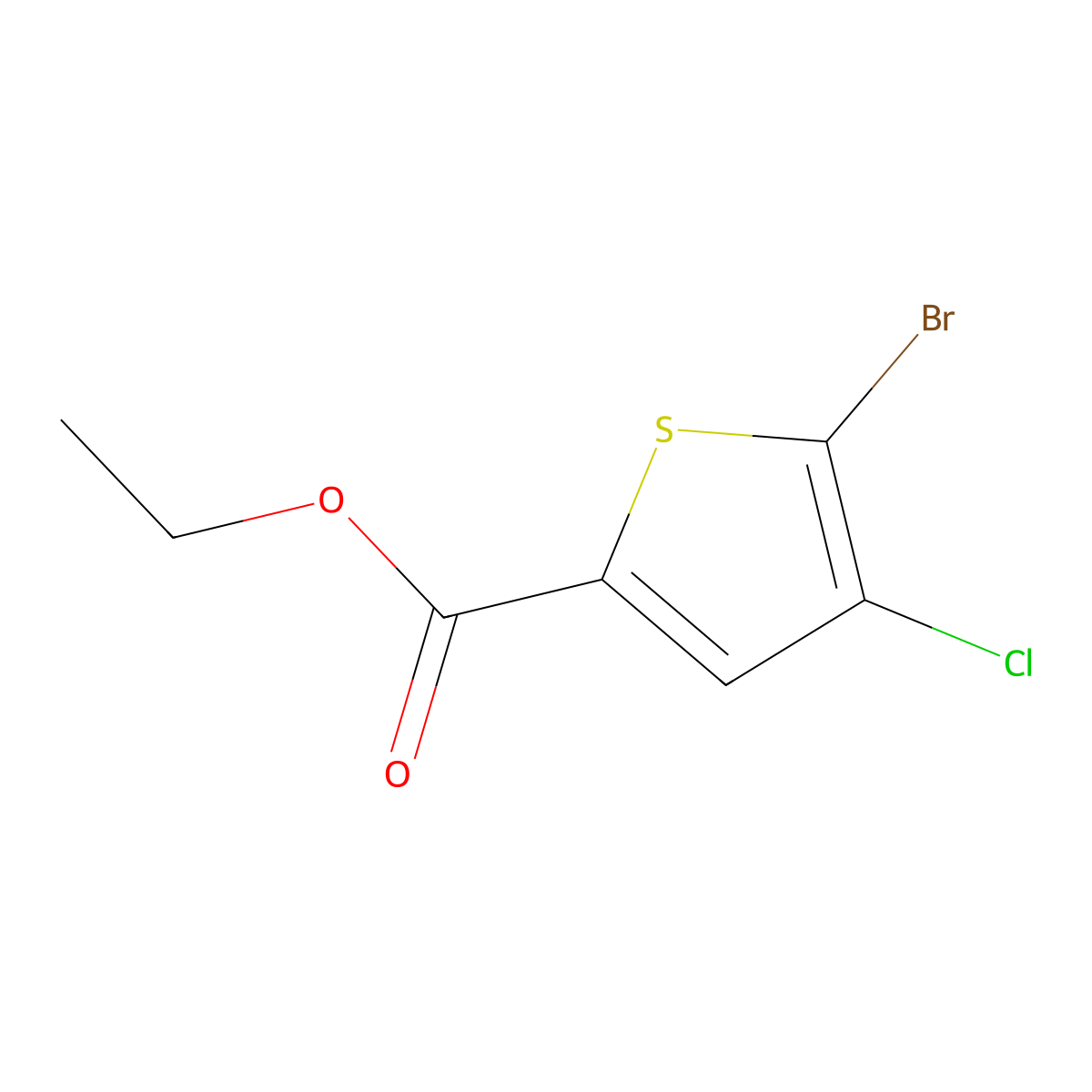 Ethyl 5-bromo-4-chlorothiophene-2-carboxylate molecular structure, CAS 2089292-89-5