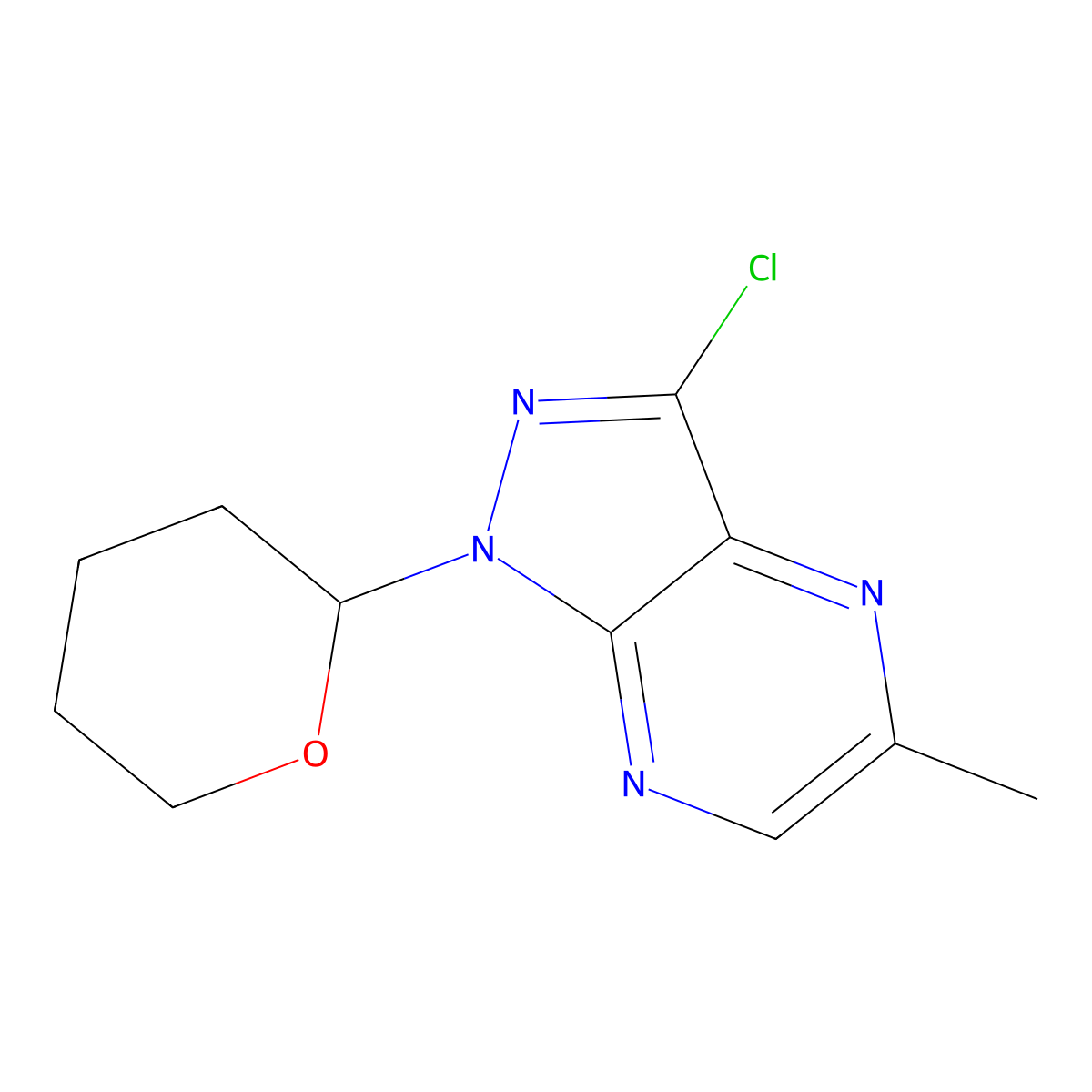 3-Chloro-5-methyl-1-(tetrahydro-2H-pyran-2-yl)-1H-pyrazolo[3,4-b]pyrazine molecular structure, CAS 2089300-09-2