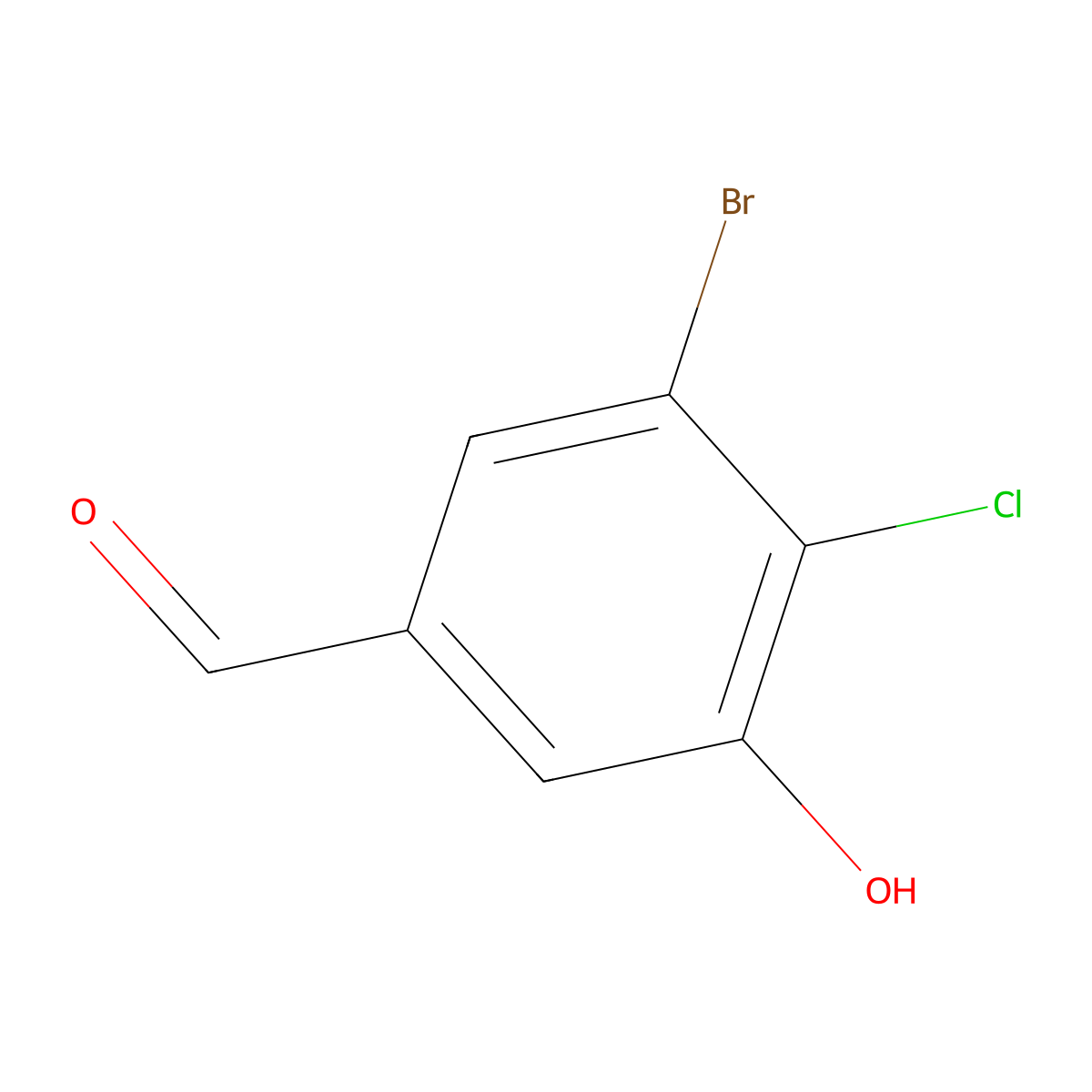3-Bromo-4-chloro-5-hydroxybenzaldehyde molecular structure, CAS 2089300-24-1