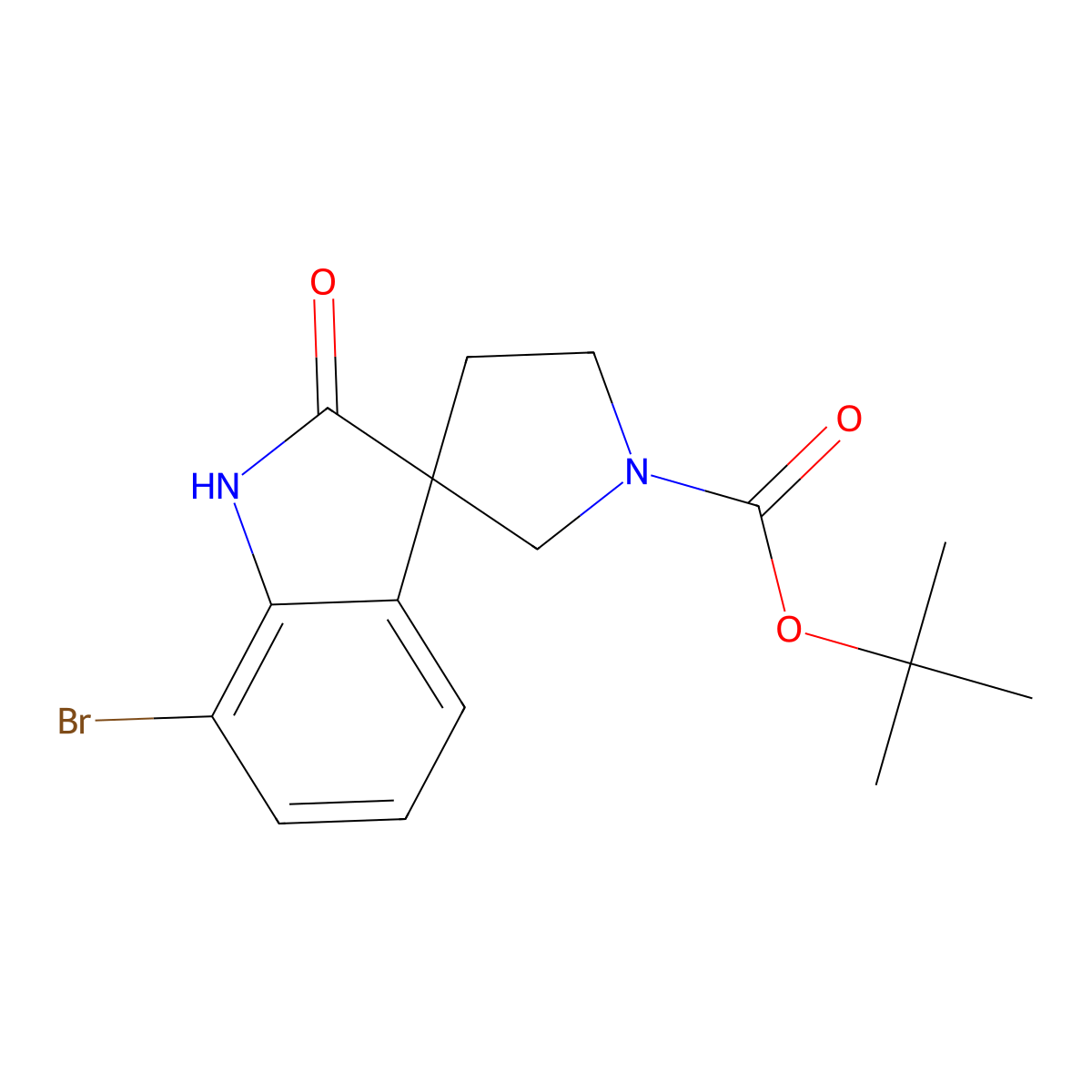 tert-Butyl 7-bromo-2-oxospiro[indoline-3,3'-pyrrolidine]-1'-carboxylate molecular structure, CAS 2089300-73-0