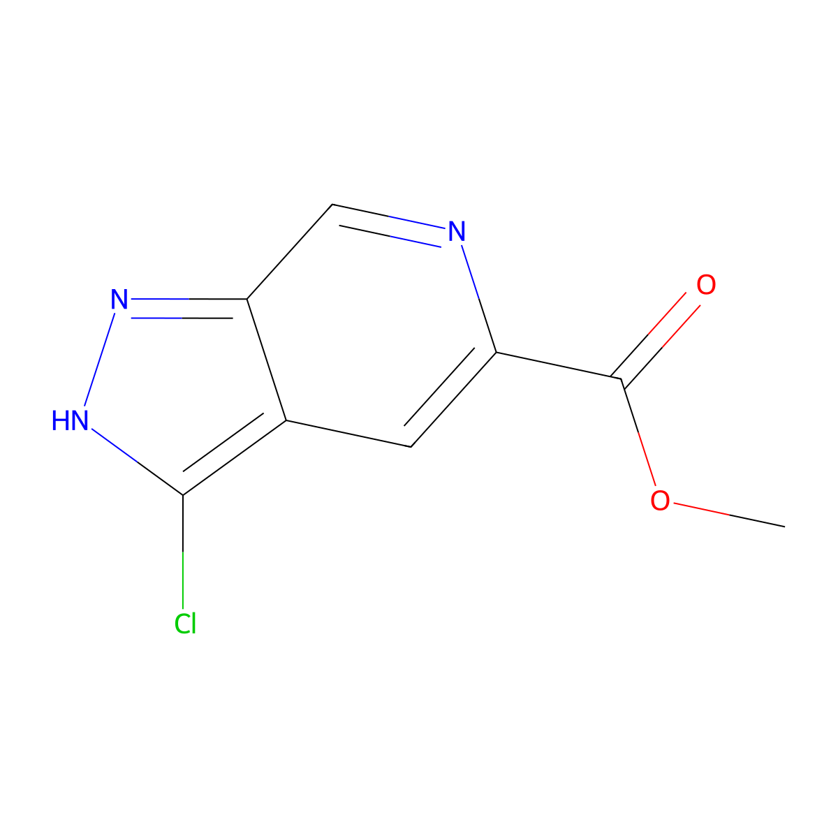 Methyl 3-chloro-1H-pyrazolo[3,4-c]pyridine-5-carboxylate molecular structure, CAS 2089301-02-8