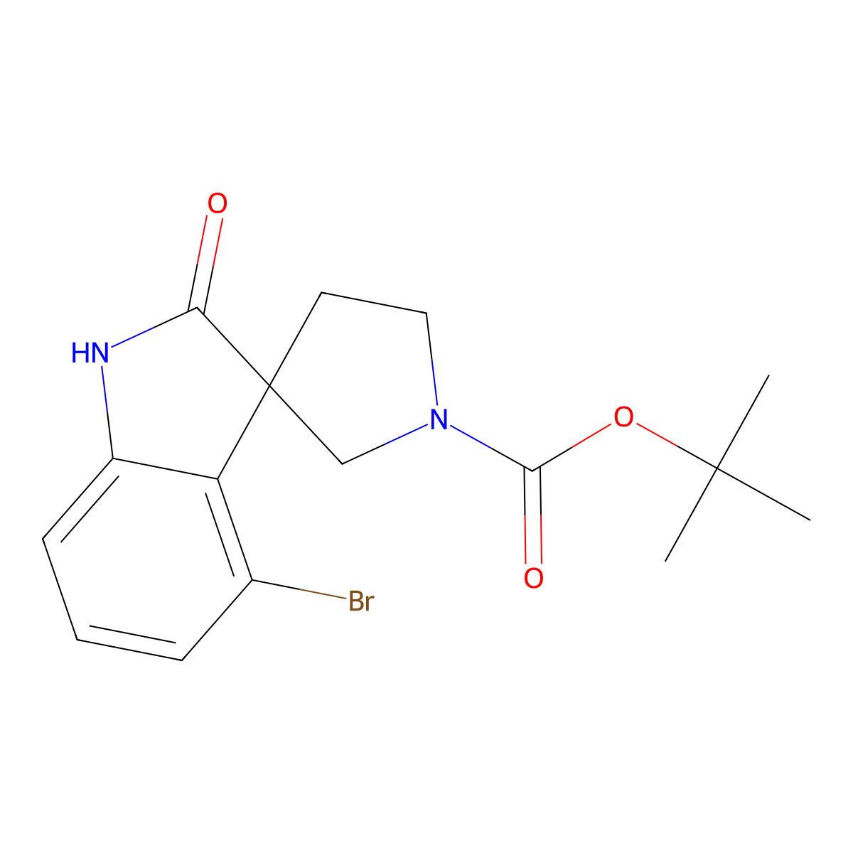 tert-Butyl 4-bromo-2-oxospiro[indoline-3,3'-pyrrolidine]-1'-carboxylate molecular structure, CAS 2089301-04-0