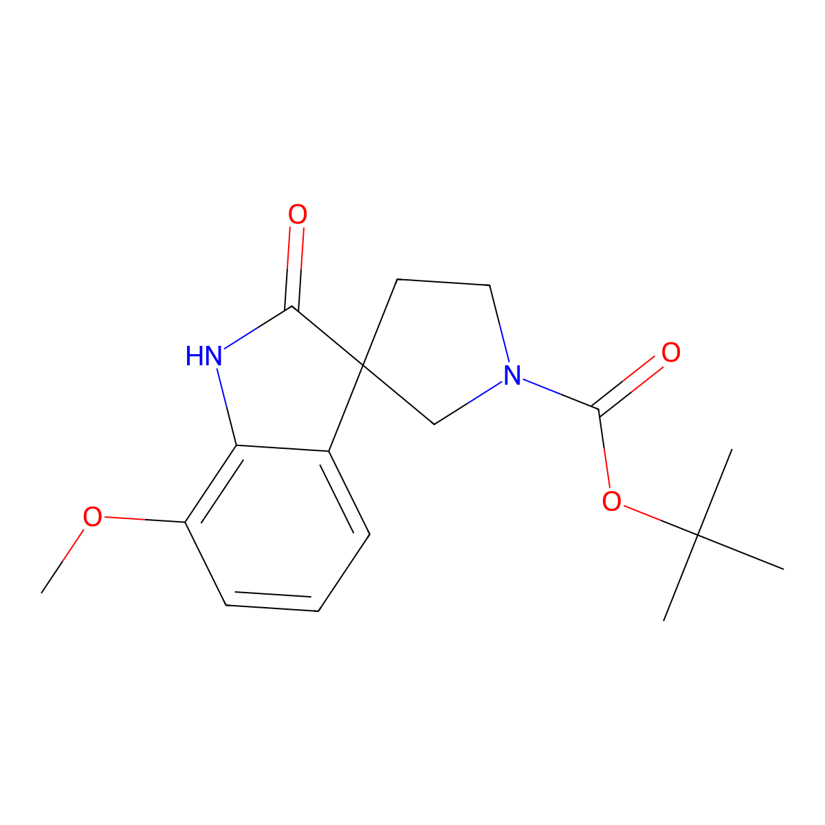 tert-Butyl 7-methoxy-2-oxospiro[indoline-3,3'-pyrrolidine]-1'-carboxylate molecular structure, CAS 2089301-07-3