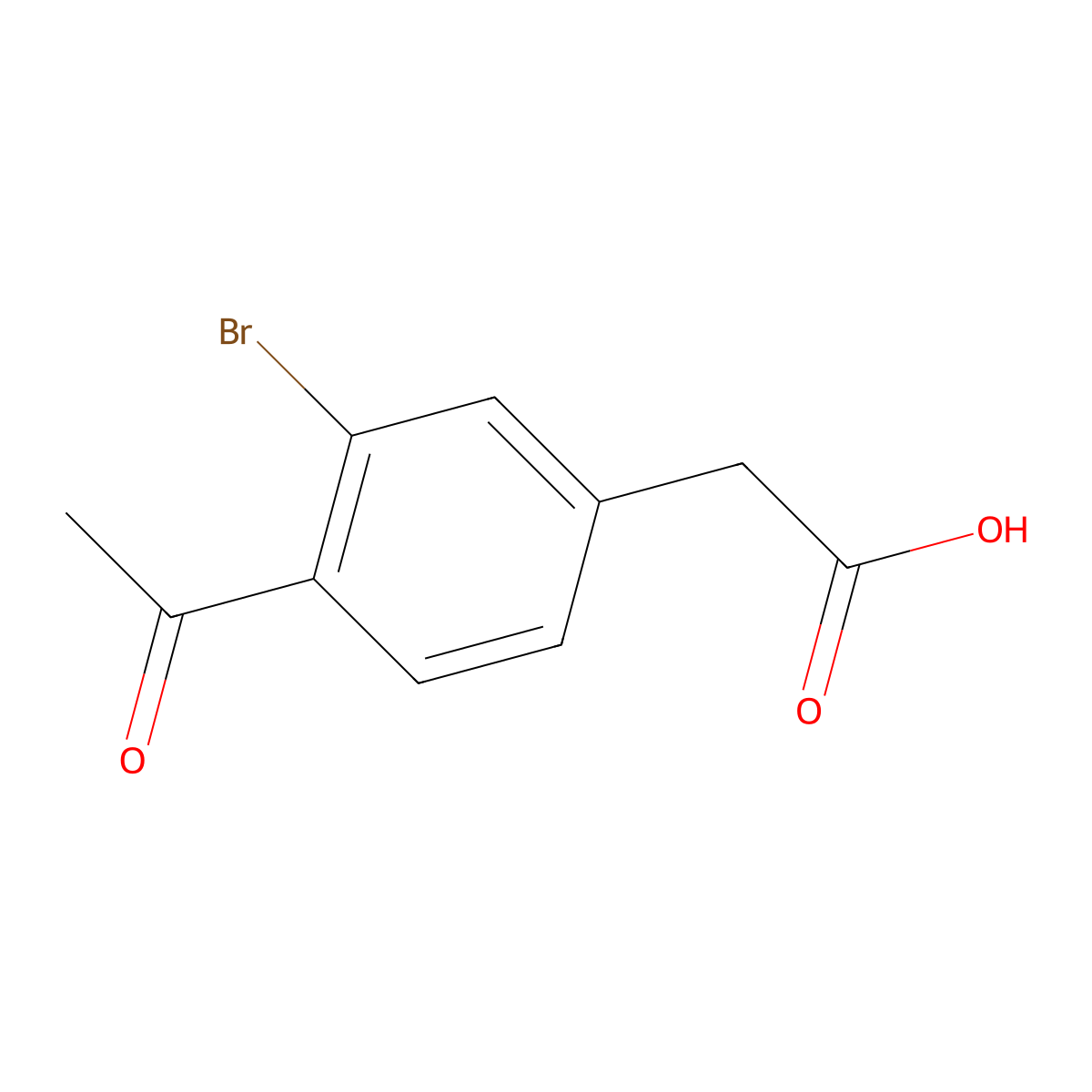 2-(4-Acetyl-3-bromophenyl)acetic acid molecular structure, CAS 2089301-11-9