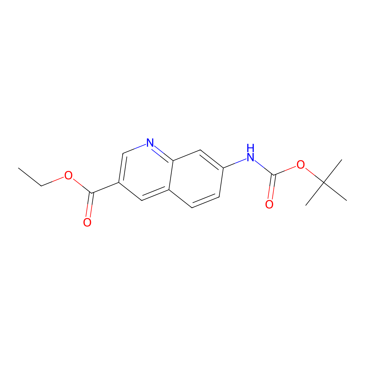 Ethyl 7-((tert-butoxycarbonyl)amino)quinoline-3-carboxylate molecular structure, CAS 2089301-22-2