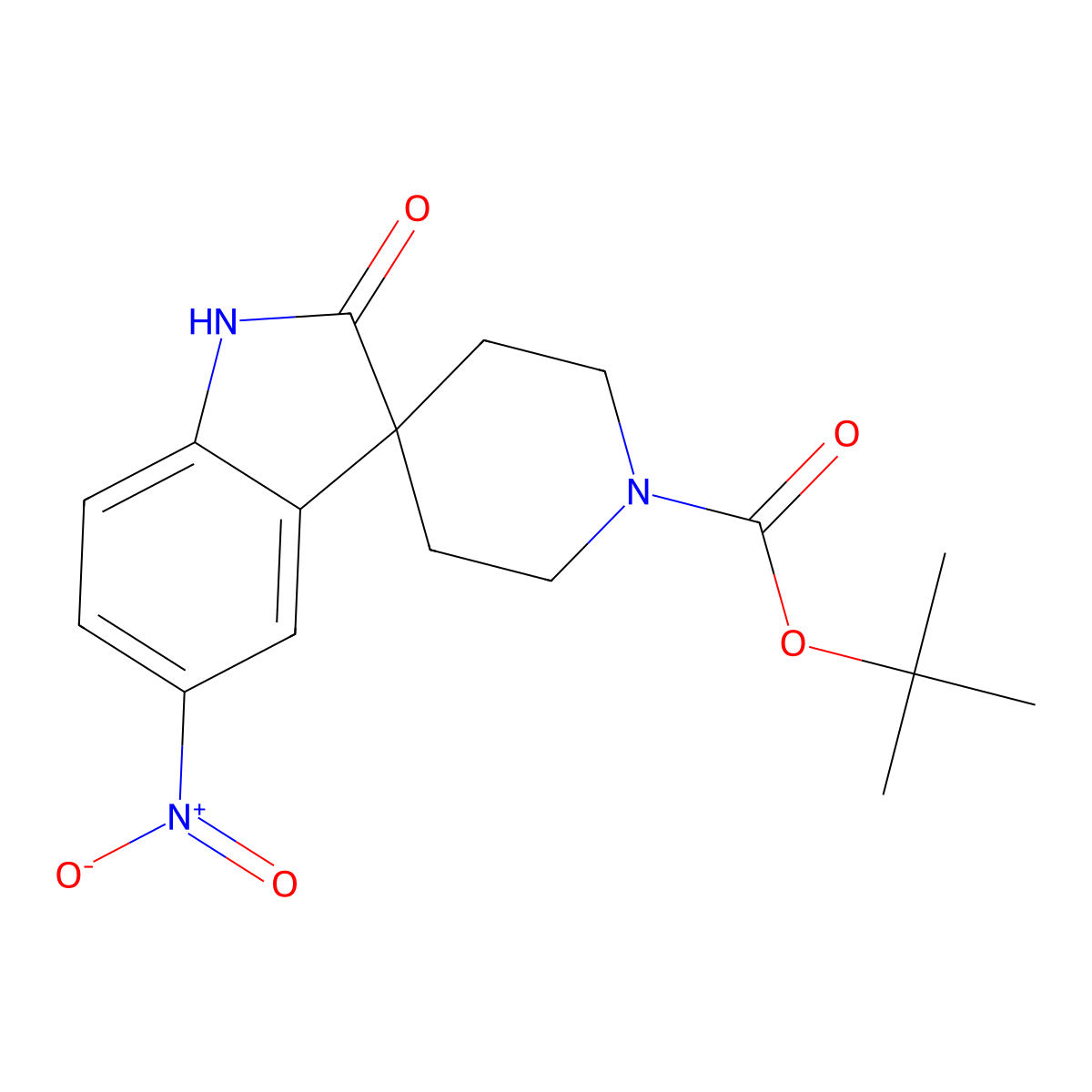 tert-Butyl 5-nitro-2-oxospiro[indoline-3,4'-piperidine]-1'-carboxylate molecular structure, CAS 2089301-60-8