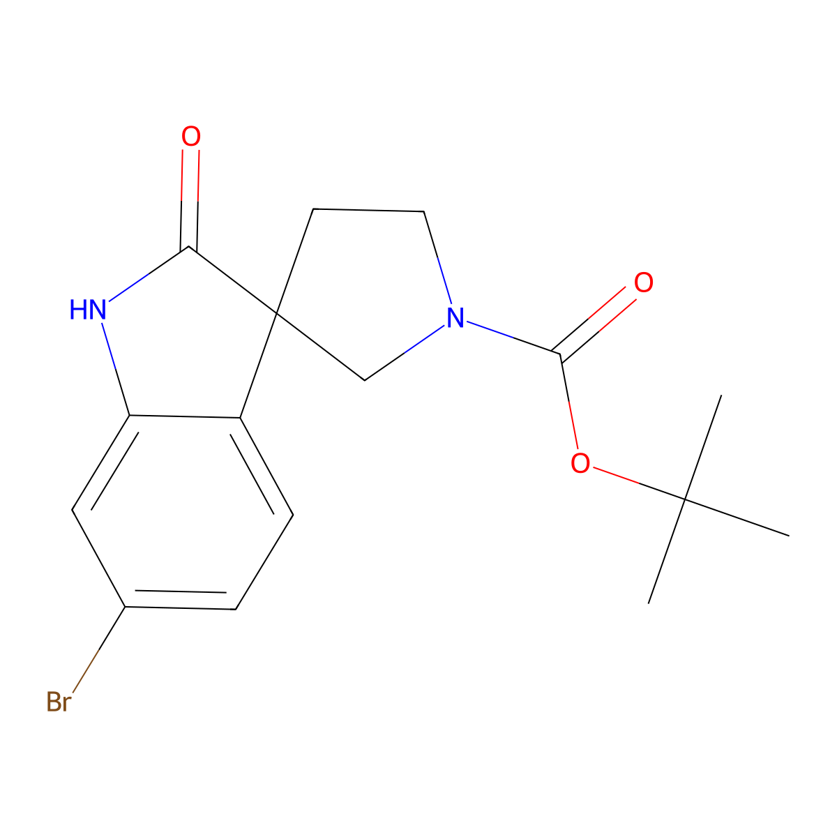 tert-Butyl 6-bromo-2-oxospiro[indoline-3,3'-pyrrolidine]-1'-carboxylate molecular structure, CAS 2089310-17-6