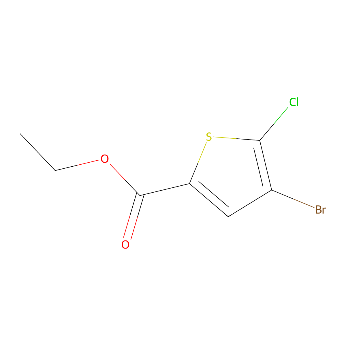 Ethyl 4-bromo-5-chlorothiophene-2-carboxylate molecular structure, CAS 2089310-22-3