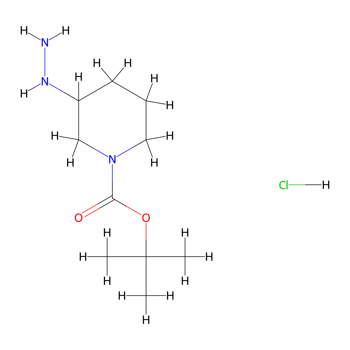 Tert-butyl 3-hydrazinylpiperidine-1-carboxylate hydrochloride molecular structure, CAS 2089310-49-4