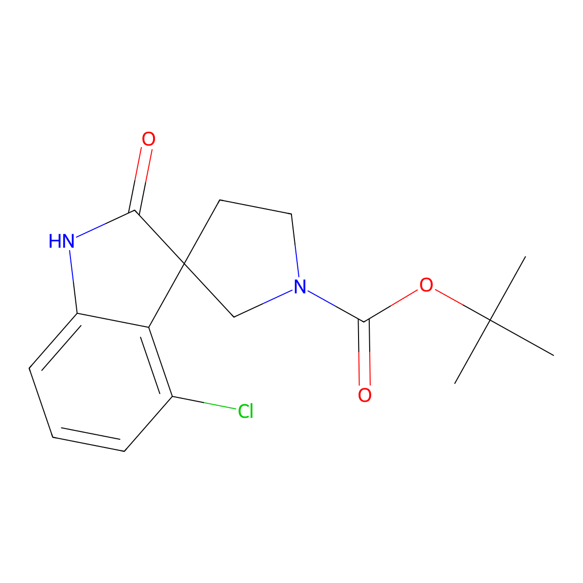 tert-Butyl 4-chloro-2-oxospiro[indoline-3,3'-pyrrolidine]-1'-carboxylate molecular structure, CAS 2089314-78-1