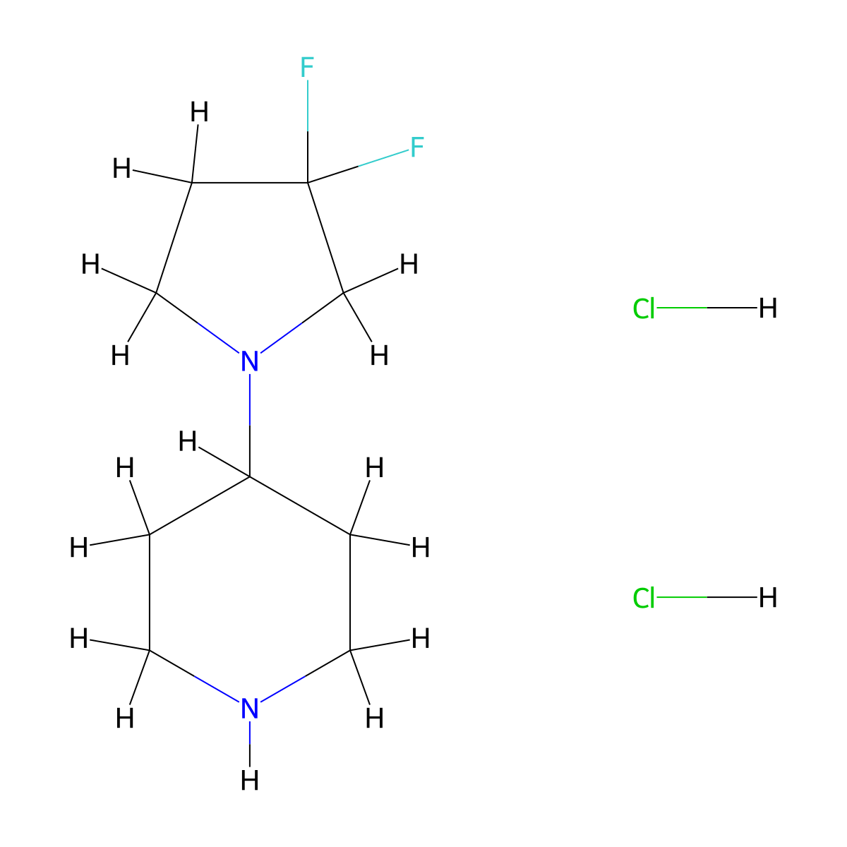 4-(3,3-Difluoropyrrolidin-1-yl)piperidine dihydrochloride molecular structure, CAS 2089315-11-5