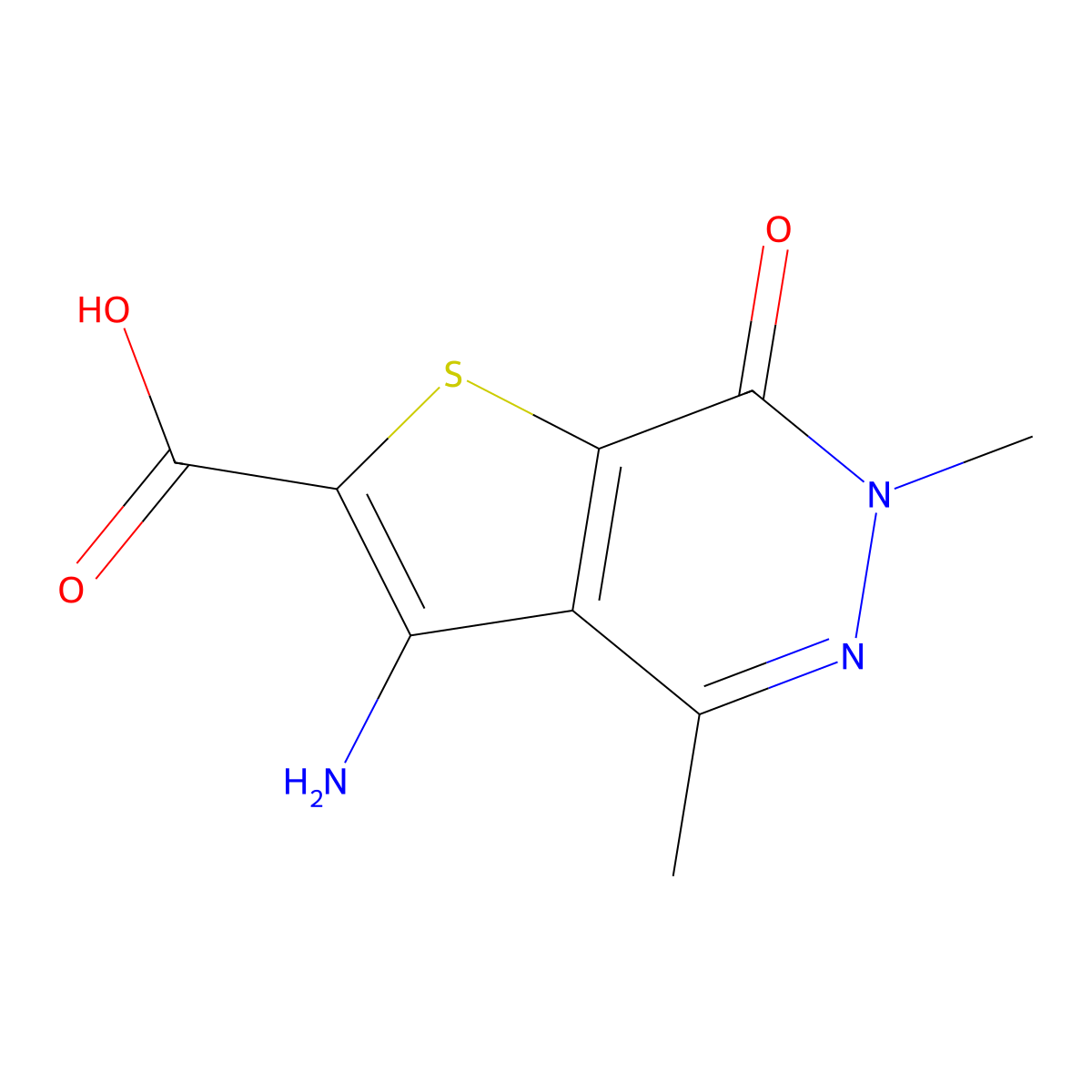 3-Amino-4,6-dimethyl-7-oxo-6,7-dihydrothieno[2,3-d]pyridazine-2-carboxylic acid molecular structure, CAS 2089315-35-3
