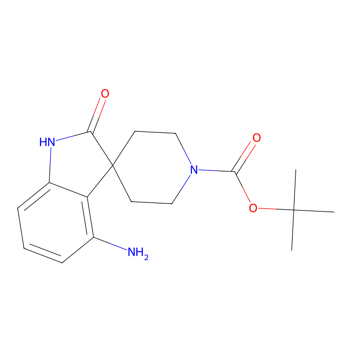 Tert-butyl 4-amino-2-oxo-spiro[indoline-3,4'-piperidine]-1'-carboxylate molecular structure, CAS 2089315-40-0