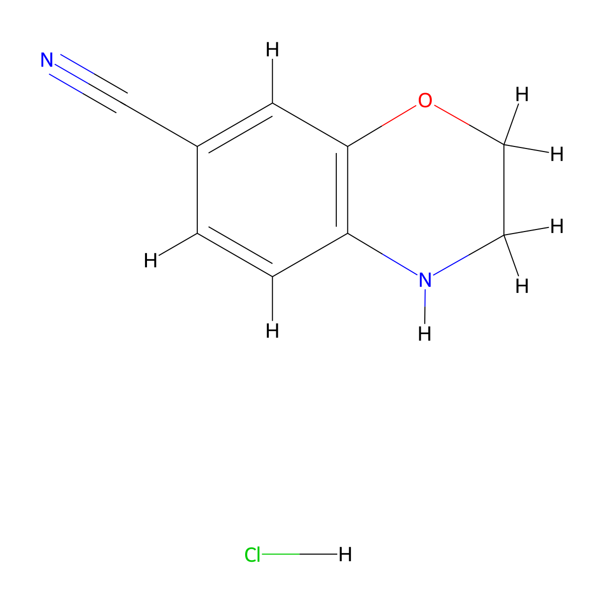3,4-Dihydro-2H-benzo[b][1,4]oxazine-7-carbonitrile hydrochloride molecular structure, CAS 2089319-22-0