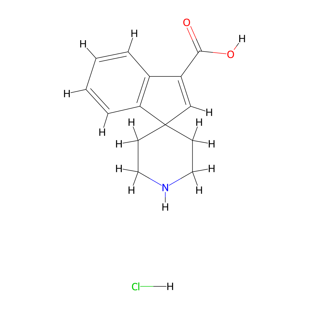 Spiro[indene-1,4'-piperidine]-3-carboxylic acid hydrochloride molecular structure, CAS 2089319-43-5