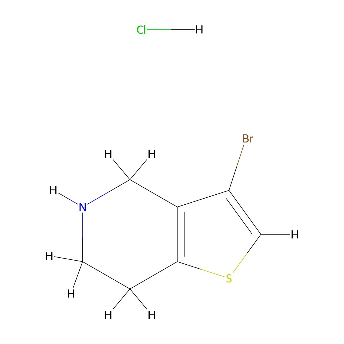 3-Bromo-4,5,6,7-tetrahydrothieno[3,2-c]pyridine hydrochloride molecular structure, CAS 2089319-50-4