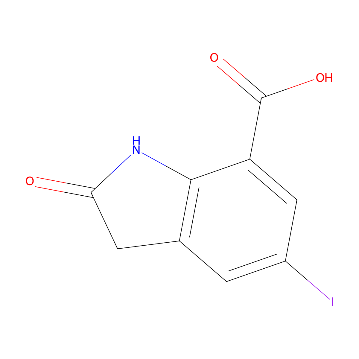 5-Iodo-2-oxoindoline-7-carboxylic acid molecular structure, CAS 2089319-56-0