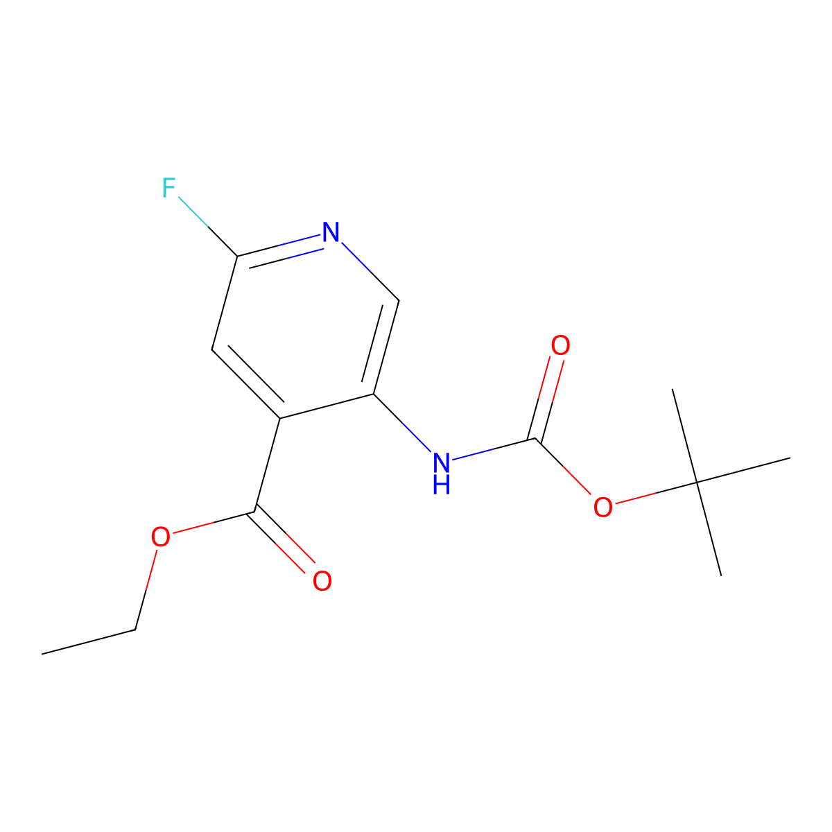 Ethyl 5-((tert-butoxycarbonyl)amino)-2-fluoroisonicotinate molecular structure, CAS 2089319-61-7