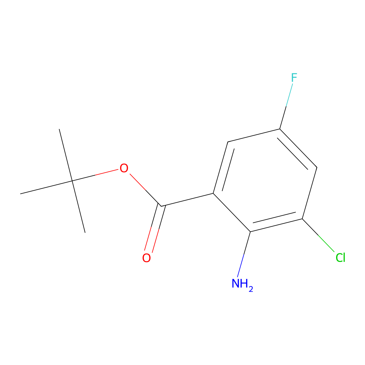 tert-Butyl 2-amino-3-chloro-5-fluorobenzoate molecular structure, CAS 2089319-76-4
