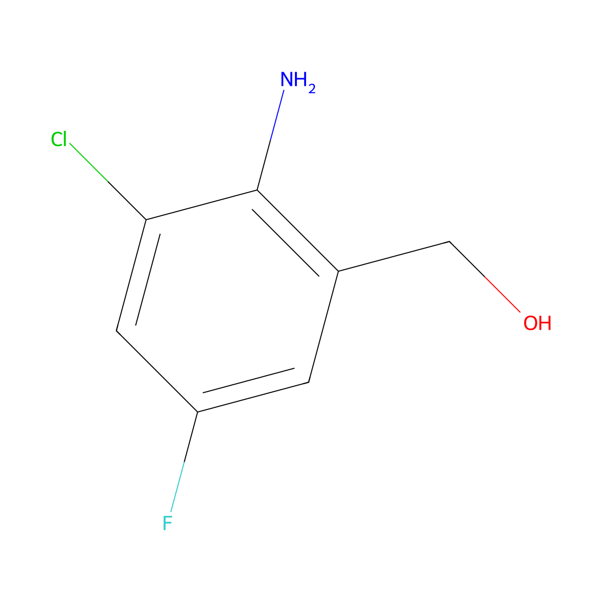 (2-Amino-3-chloro-5-fluorophenyl)methanol molecular structure, CAS 2089319-92-4