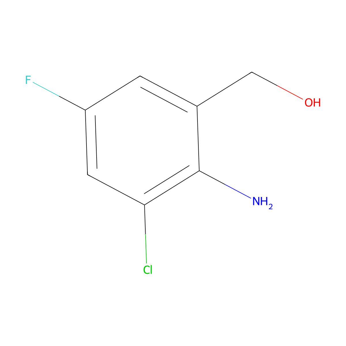 (2-Amino-3-chloro-5-fluorophenyl)methanol molecular structure, CAS 2089319-92-4