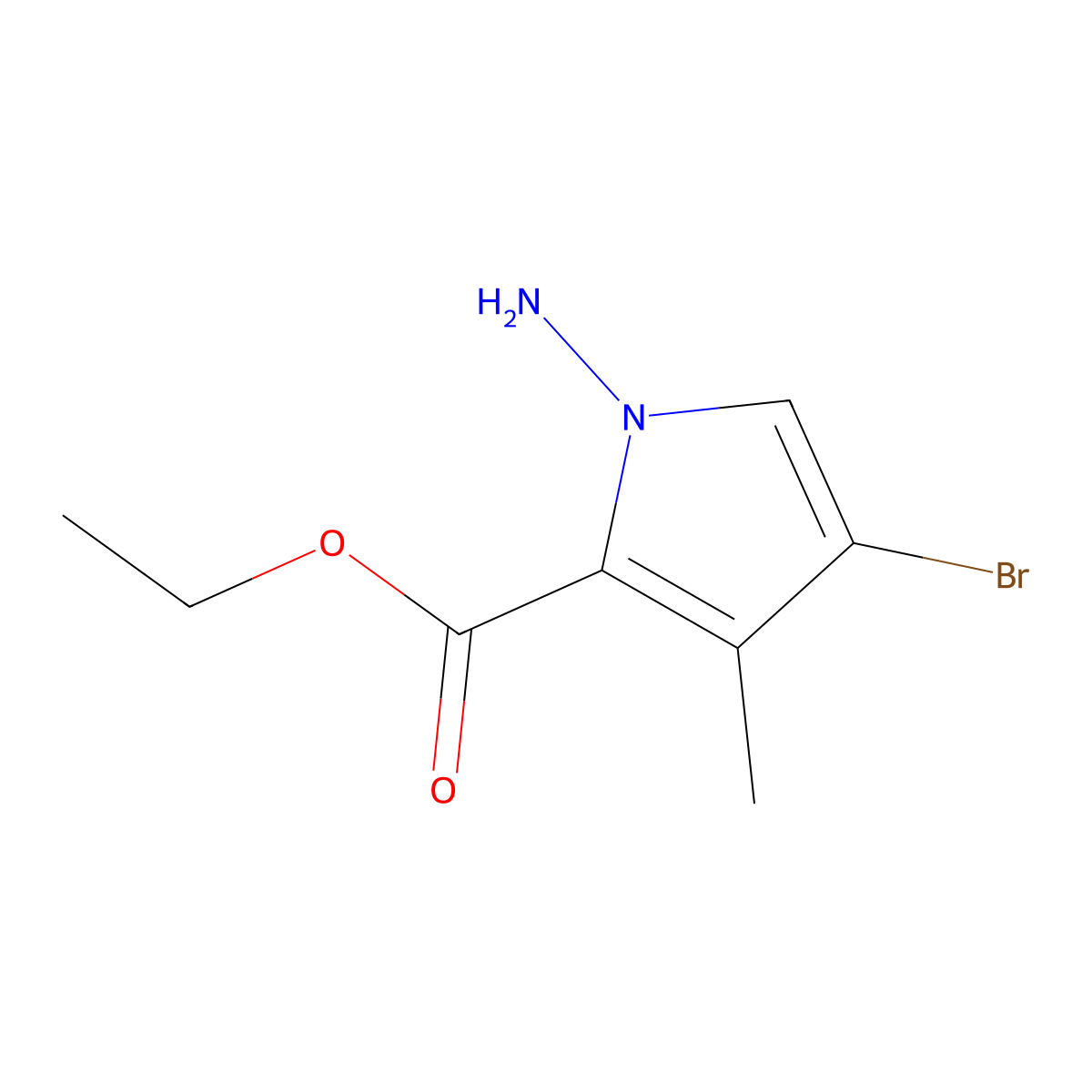 Ethyl 1-amino-4-bromo-3-methyl-1H-pyrrole-2-carboxylate molecular structure, CAS 2089320-35-2