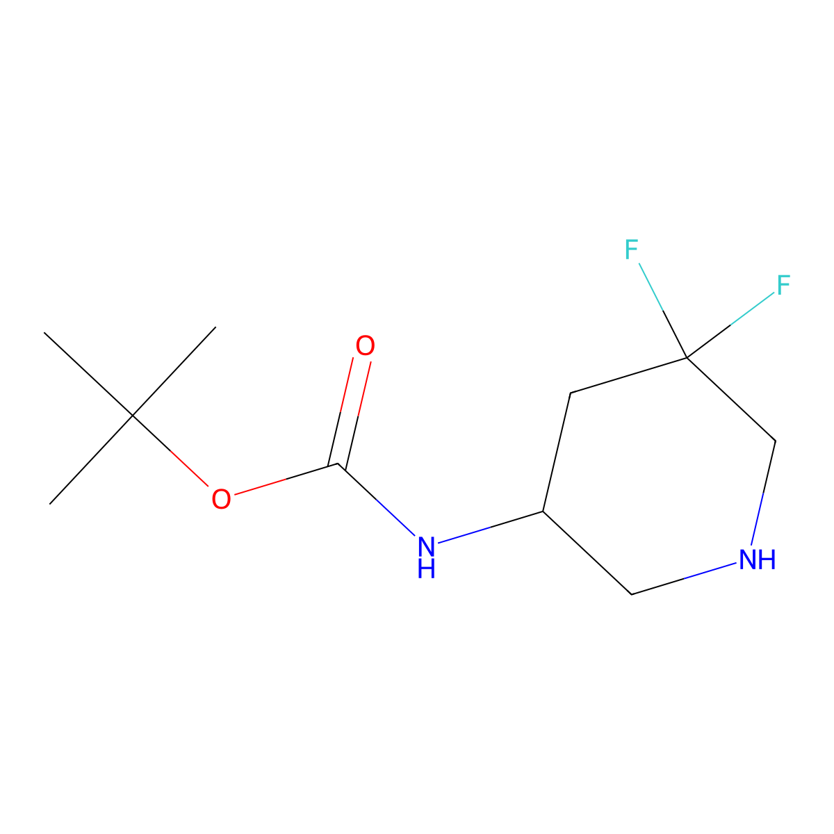tert-Butyl (R)-(5,5-difluoropiperidin-3-yl)carbamate molecular structure, CAS 2089320-98-7