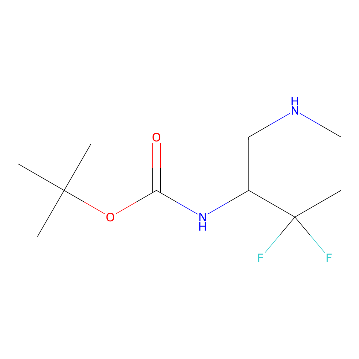 tert-Butyl N-[(3S)-4,4-difluoropiperidin-3-yl]carbamate molecular structure, CAS 2089321-16-2