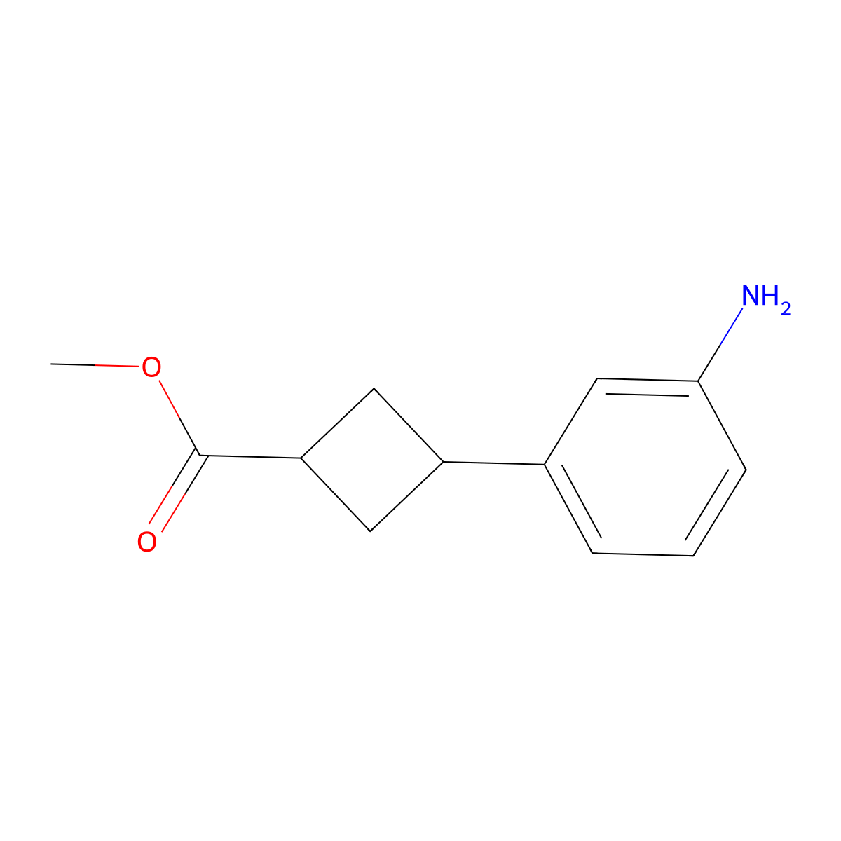 Methyl 3-(3-aminophenyl)cyclobutanecarboxylate molecular structure, CAS 2089324-41-2