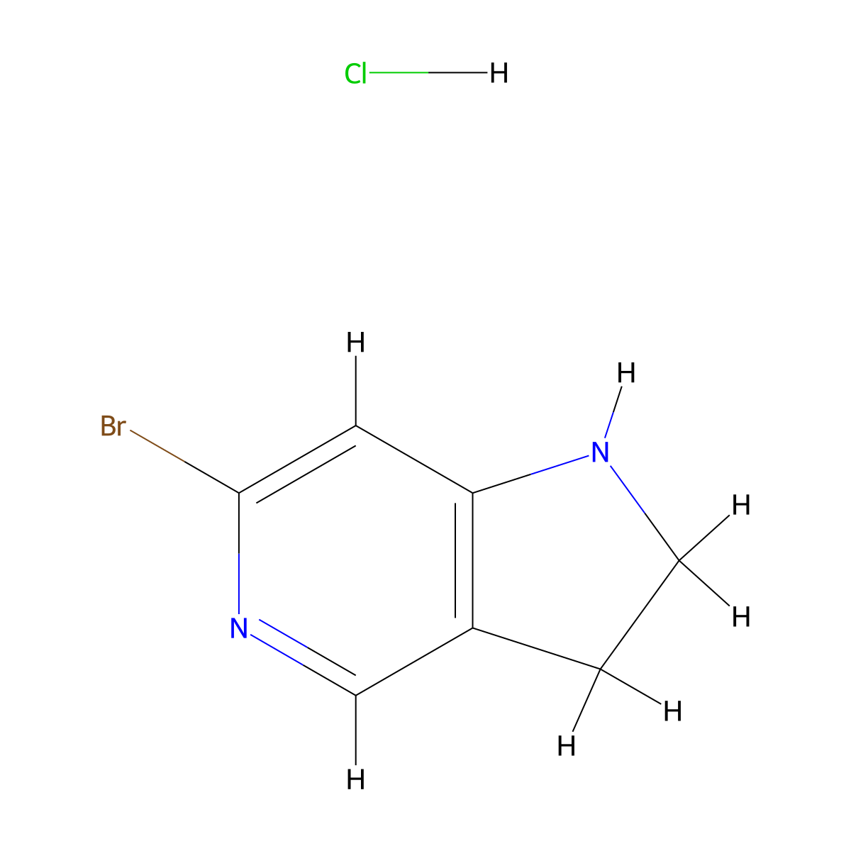 6-Bromo-2,3-dihydro-1H-pyrrolo[3,2-c]pyridine hydrochloride molecular structure, CAS 2089325-19-7
