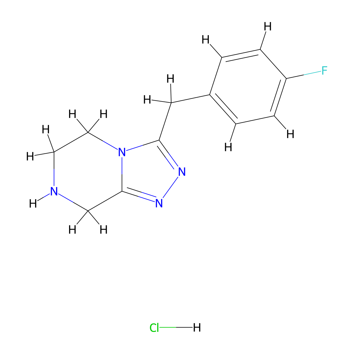 3-(4-Fluorobenzyl)-5,6,7,8-tetrahydro-[1,2,4]triazolo[4,3-a]pyrazine hydrochloride molecular structure, CAS 2089325-31-3