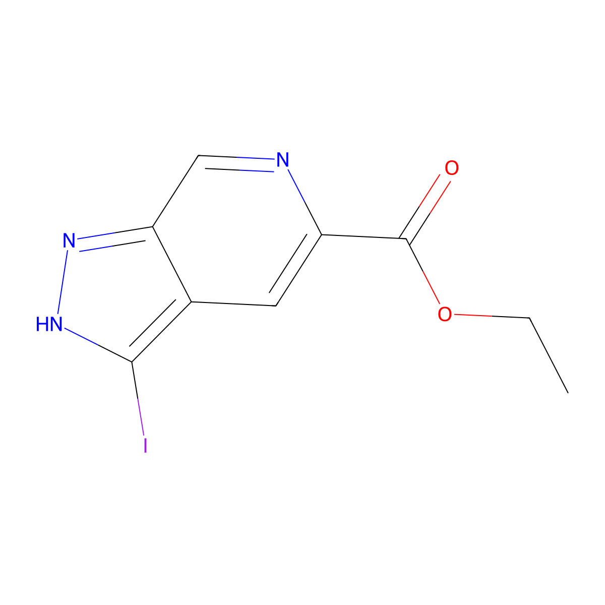Ethyl 3-iodo-1H-pyrazolo[3,4-c]pyridine-5-carboxylate molecular structure, CAS 2089326-71-4