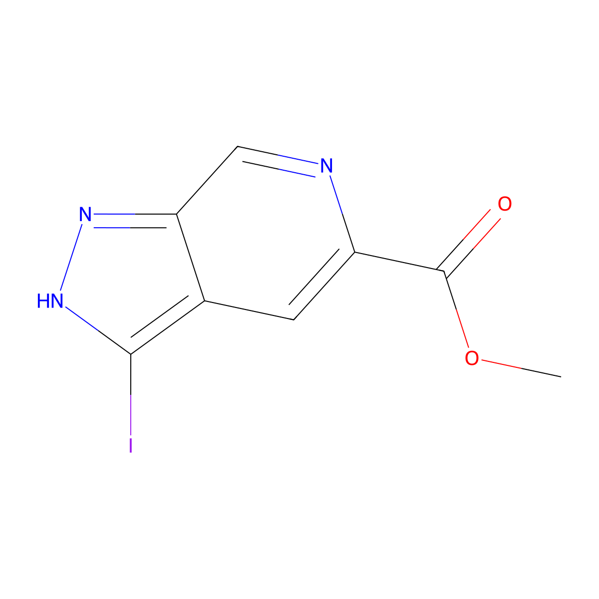 Methyl 3-iodo-1H-pyrazolo[3,4-c]pyridine-5-carboxylate molecular structure, CAS 2089327-09-1