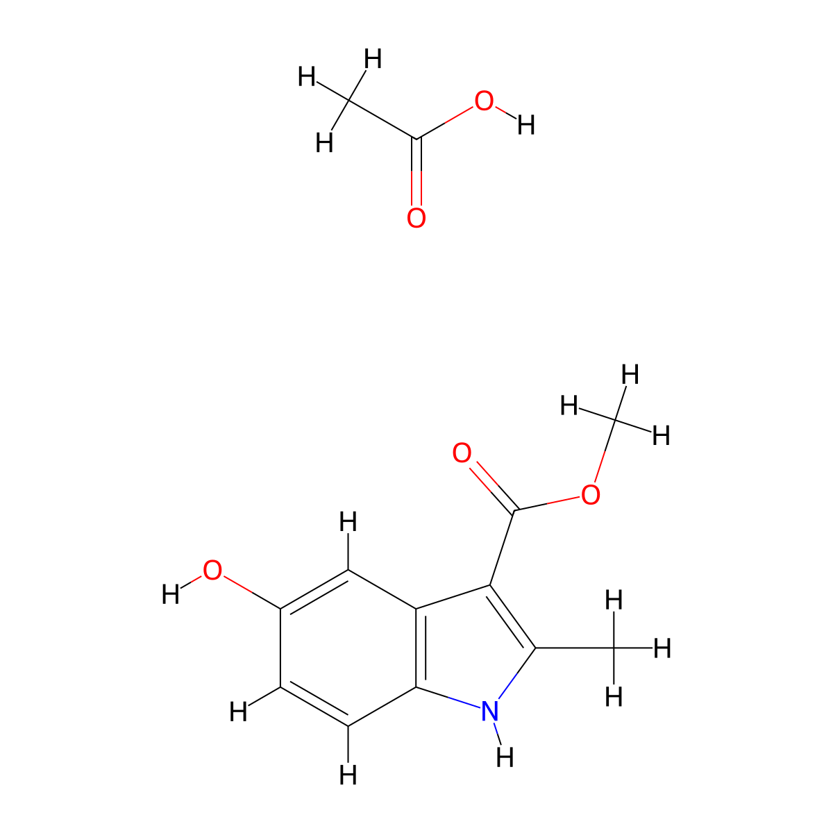 Methyl 5-hydroxy-2-methyl-1H-indole-3-carboxylate acetate molecular structure, CAS 2089333-97-9