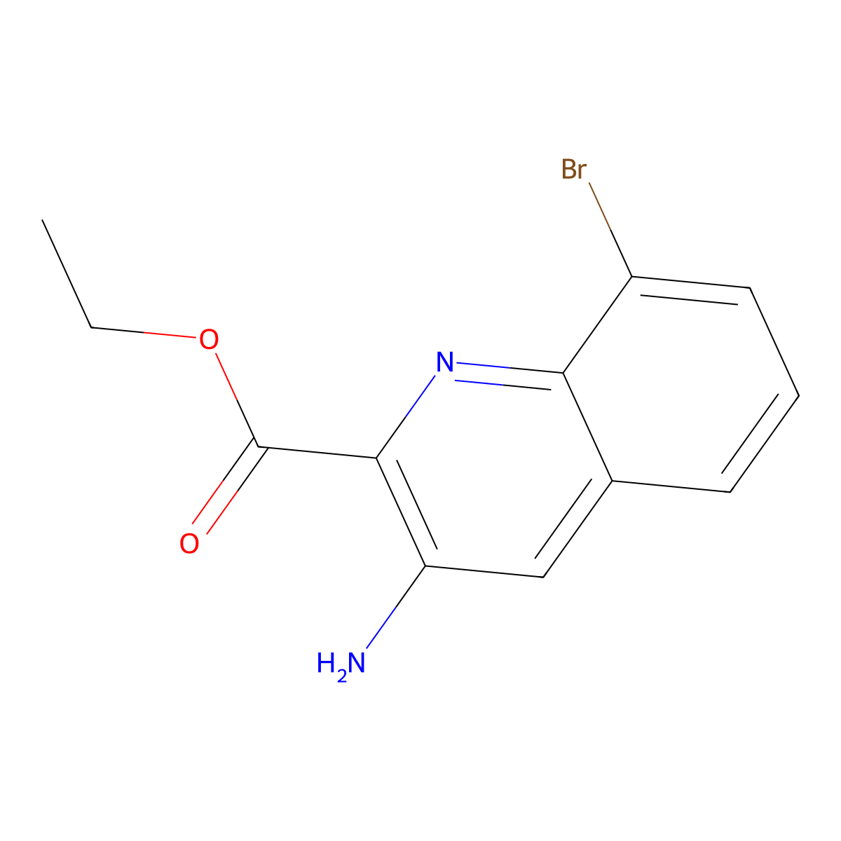Ethyl 3-amino-8-bromoquinoline-2-carboxylate molecular structure, CAS 2089334-05-2