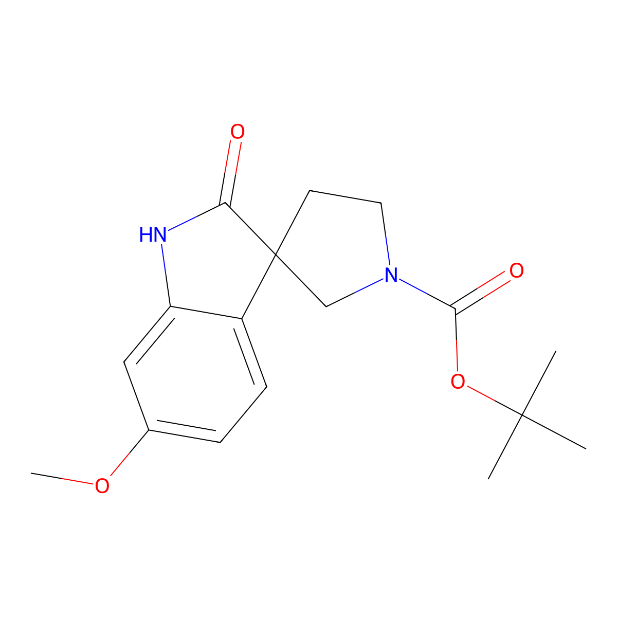 tert-Butyl 6-methoxy-2-oxospiro[indoline-3,3'-pyrrolidine]-1'-carboxylate molecular structure, CAS 2089334-69-8